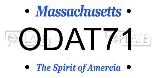 ODAT71 Massachusetts License Plate