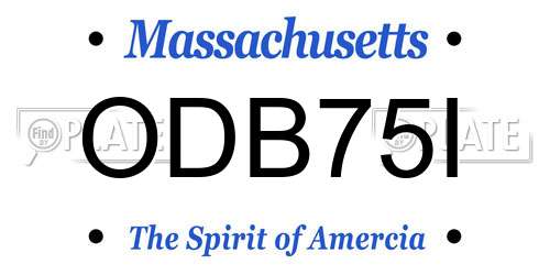 ODB75I Massachusetts License Plate