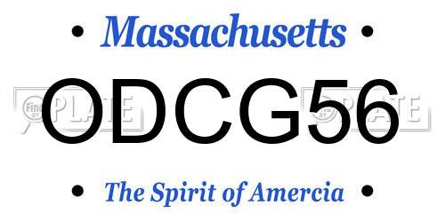 ODCG56 Massachusetts License Plate