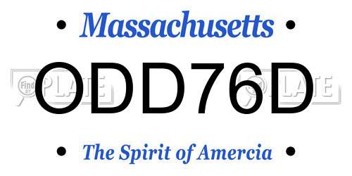 ODD76D Massachusetts License Plate