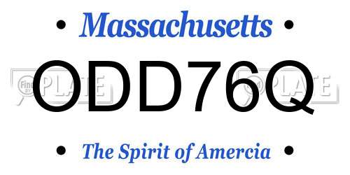 ODD76Q Massachusetts License Plate