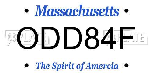 ODD84F Massachusetts License Plate