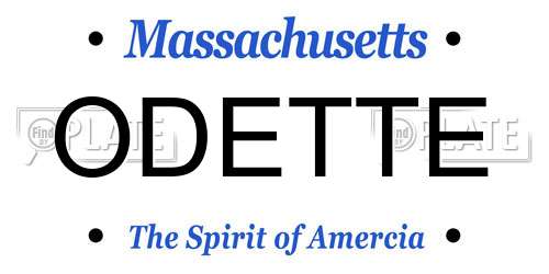 ODETTE Massachusetts License Plate