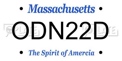 ODN22D Massachusetts License Plate