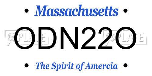 ODN22O Massachusetts License Plate