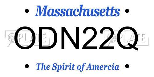 ODN22Q Massachusetts License Plate