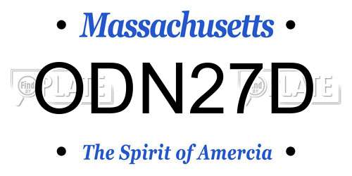 ODN27D Massachusetts License Plate
