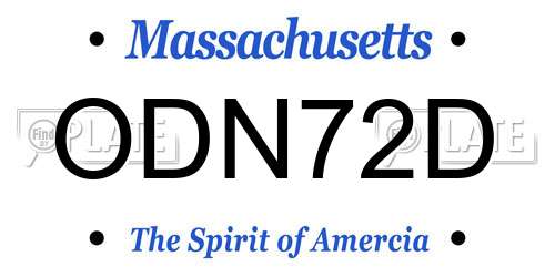 ODN72D Massachusetts License Plate