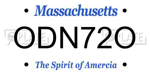 ODN72O Massachusetts License Plate