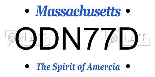 ODN77D Massachusetts License Plate