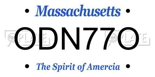 ODN77O Massachusetts License Plate