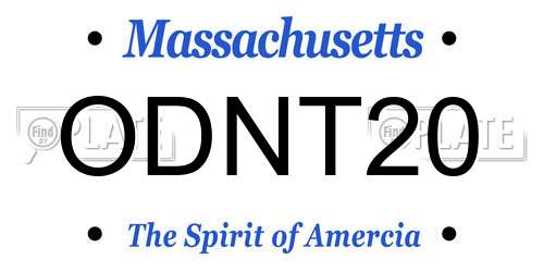 ODNT20 Massachusetts License Plate