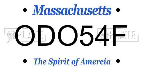 ODO54F Massachusetts License Plate