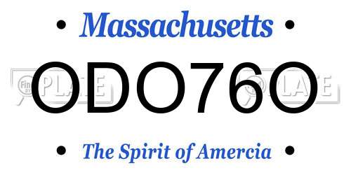 ODO76O Massachusetts License Plate