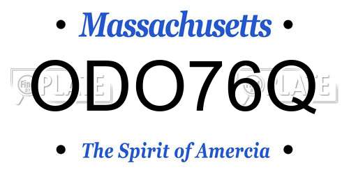 ODO76Q Massachusetts License Plate