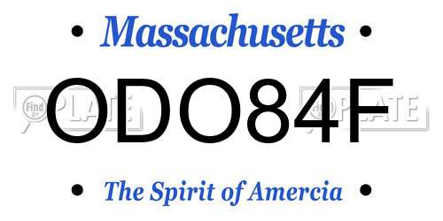 ODO84F Massachusetts License Plate