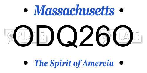 ODQ26O Massachusetts License Plate