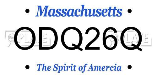 ODQ26Q Massachusetts License Plate