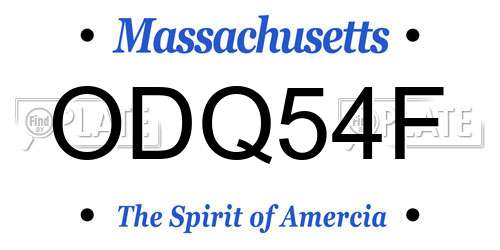 ODQ54F Massachusetts License Plate