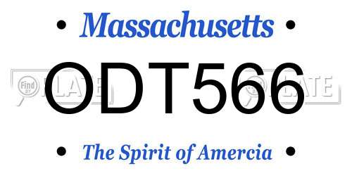 ODT566 Massachusetts License Plate