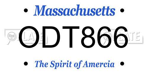 ODT866 Massachusetts License Plate