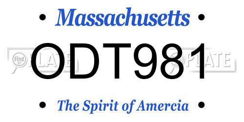 ODT981 Massachusetts License Plate