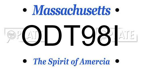 ODT98I Massachusetts License Plate