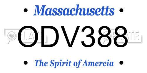 ODV388 Massachusetts License Plate