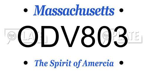ODV803 Massachusetts License Plate