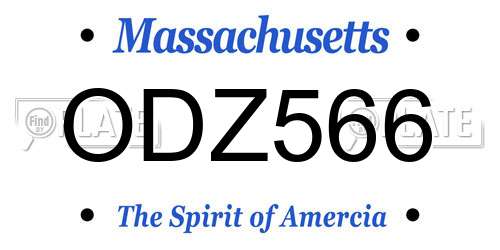 ODZ566 Massachusetts License Plate