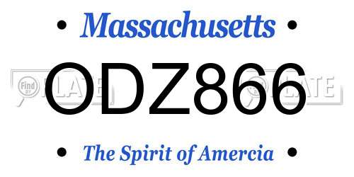 ODZ866 Massachusetts License Plate