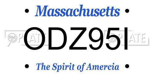 ODZ95I Massachusetts License Plate