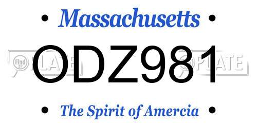 ODZ981 Massachusetts License Plate