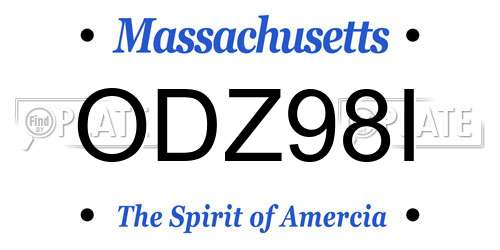 ODZ98I Massachusetts License Plate