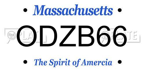 ODZB66 Massachusetts License Plate