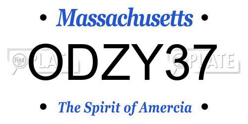 ODZY37 Massachusetts License Plate