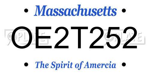 OE2T252 Massachusetts License Plate