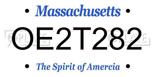 OE2T282 Massachusetts License Plate