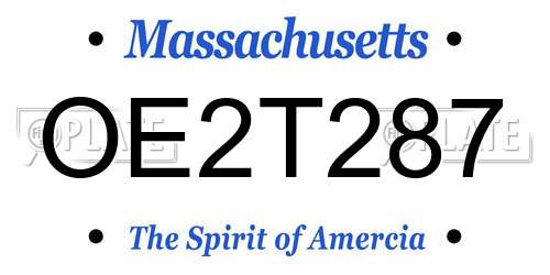 OE2T287 Massachusetts License Plate