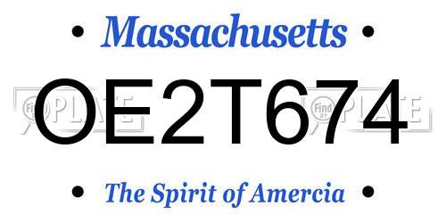 OE2T674 Massachusetts License Plate