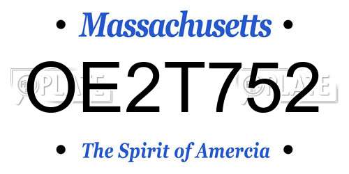 OE2T752 Massachusetts License Plate