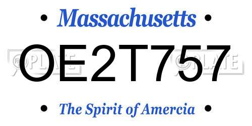 OE2T757 Massachusetts License Plate