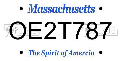 OE2T787 Massachusetts License Plate