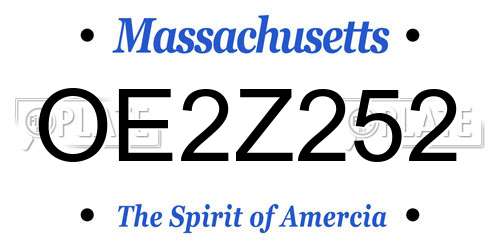 OE2Z252 Massachusetts License Plate