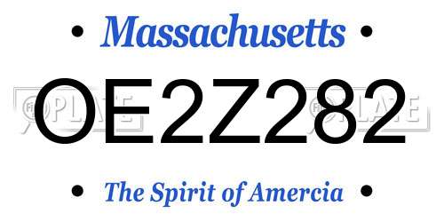 OE2Z282 Massachusetts License Plate