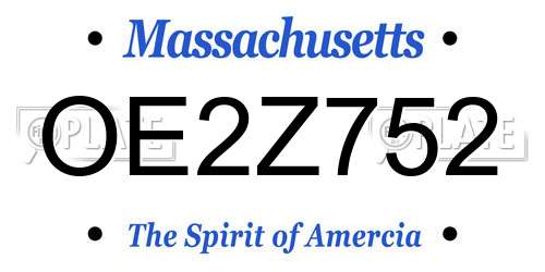 OE2Z752 Massachusetts License Plate
