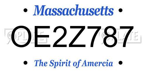 OE2Z787 Massachusetts License Plate