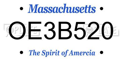 OE3B520 Massachusetts License Plate
