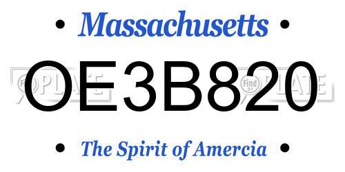 OE3B820 Massachusetts License Plate