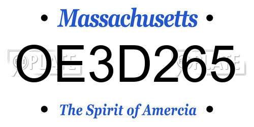 OE3D265 Massachusetts License Plate